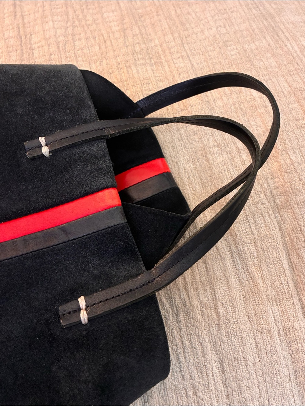 Clare V. Simple Tote in Marine Suede with Stripes - Picture 3 of 8